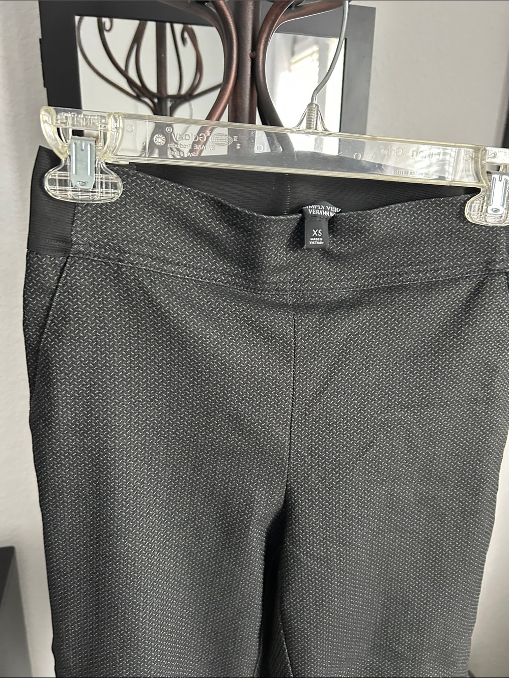 Simply Vera Vera Wang Black Textured Slim Dress Pants